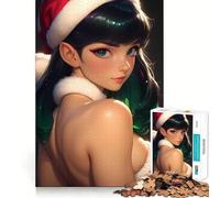 Puzzle de 1000 pièces représentant Un Portrait de Fille d'anime à Noël Activité ludique et stimulante pour renforcer Les Liens familiaux (50x75cm) Emboîtement Parfait sans espaces