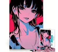 Puzzle de 1000 pièces représentant Un Portrait de Fille d'anime Jeu de Stimulation Cognitive Emboîtement Parfait Défi cérébral interactif pour la Maison (50x75cm)