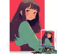 Puzzle de 1000 pièces représentant Un Portrait de Fille d'anime pour Adolescents, idéal pour Un entraînement Intelligent, des Moments de détente et de Joie, et Un Joyeux Noël (50x75cm)