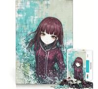 Puzzle de 1000 pièces représentant Un Portrait de Fille d'anime sur Fond texturé,idéal pour Les Adolescents Jeu Stimulant l'esprit,Solide et Facile à Assembler,Parfait pour Une activité familiale