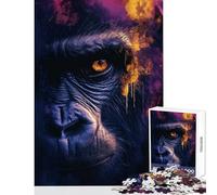 Puzzle de 1000 pièces représentant un portrait de gorille Décoration murale idéale Cadeau parfait pour les amateurs de jeux et de manipulation Livré avec une affiche et une fiche de questions-réponses