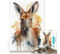 Puzzle de 1000 pièces représentant Un Portrait de Kangourou à l'aquarelle,idéal pour Les Adolescents Jeu Stimulant et Facile à Assembler,Parfait pour Une activité familiale Amusante en soirée