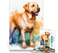 Puzzle de 1000 pièces représentant Un Portrait de Labrador Retriever à l'aquarelle Jeu de développement cognitif Surface Lisse sans bavures Activité relaxante en Groupe à l'intérieur (38x26cm)