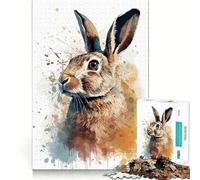 Puzzle de 1000 pièces représentant Un Portrait de Lapin à l'aquarelle,idéal pour Les Adultes et Stimulant l'esprit Taille Uniforme,pièces précises,Format Voyage,Cadeau Parfait pour Les Jeux
