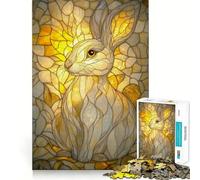 Puzzle de 1000 pièces représentant Un Portrait de Lapin en vitrail, idéal pour Les Adolescents Renforce la mémoire, Calme et sérénité Qualité supérieure pour Les vœux du Père Noël 50x75cm