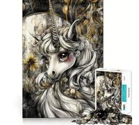 Puzzle de 1000 pièces représentant Un Portrait de Licorne Mystique pour Adolescents, Think Toy, Un Jouet apaisant et Amusant, aux Contours Nets et précis, à Collectionner (50x75cm)