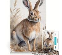 Puzzle de 1000 pièces représentant Un Portrait de lièvre à l'aquarelle,idéal pour Les Adolescents Jeu de mémoire et Système de Verrouillage sécurisé,sans pièces détachables