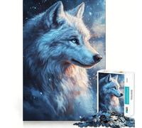 Puzzle de 1000 pièces représentant Un Portrait de Loup Blanc Adolescent,Jeu de mémoire,Verrouillage sûr,sans pièces détachées,idéal pour Les Voyages (38x26cm)