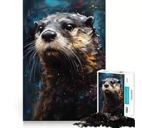 Puzzle de 1000 pièces représentant Un Portrait de Loutre à l'huile, idéal pour Adultes Stimule la mémoire, Loisirs et Divertissement Finitions précises Joli Cadeau (50x75cm)