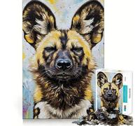 Puzzle de 1000 pièces représentant Un Portrait de lycaon Peint, idéal pour Les Adolescents Jeu intellectuel, détente et Bien-être Découpe de qualité Cadeau de Saison (38x26cm)