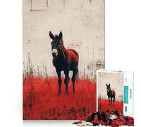 Puzzle de 1000 pièces représentant Un Portrait de Mule en Rouge et Blanc, idéal pour Les Adolescents, pour stimuler la mémoire et Lutter Contre Le Stress Décoration Murale à Bords Nets (50x75cm)