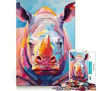 Puzzle de 1000 pièces représentant Un Portrait de rhinocéros, idéal pour Les Adolescents Un Jeu de logique Stimulant et Relaxant, aux Bords Nets et élégant (50x75cm)