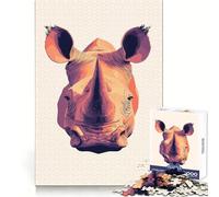 Puzzle de 1000 pièces représentant Un Portrait de rhinocéros pour Adultes Renforce la mémoire Jeu de réflexion Amusant et décontracté Qualité supérieure Cadeau élégant (38x26cm)