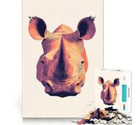 Puzzle de 1000 pièces représentant Un Portrait de rhinocéros pour Adultes Renforce la mémoire Jeu de réflexion Amusant et décontracté Qualité supérieure Cadeau élégant (38x26cm)