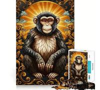 Puzzle de 1000 pièces représentant Un Portrait de Singe orné idéal pour Les Adolescents Jeu de logique et d'habileté apaisant et aux découpes précises pour Les vœux du Père Noël (38x52cm)