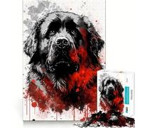 Puzzle de 1000 pièces représentant Un Portrait de Terre-Neuve, pour Adultes Un Jeu de réflexion Amusant à Partager, Une idée Cadeau Parfaite pour Les fêtes (38x52cm)
