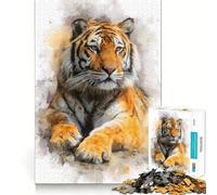 Puzzle de 1000 pièces représentant Un Portrait de Tigre à l'aquarelle, idéal pour Les Adolescents, Jouet Mental Anti-anxiété, découpe de qualité supérieure, Cadeau élégant 50x75cm
