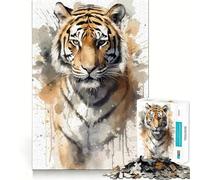 Puzzle de 1000 pièces représentant Un Portrait de Tigre à l'aquarelle, pour Adultes, Smart Reason Toy Group Joy, Bords Lisses, pièce d'art 50x75cm