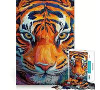 Puzzle de 1000 pièces représentant Un Portrait de Tigre, idéal pour Les Adolescents Renforce la mémoire, Calme et sérénité Qualité supérieure Cadeau de Noël idéal 38x52cm