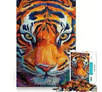 Puzzle de 1000 pièces représentant Un Portrait de Tigre, idéal pour Les Adolescents Un Jeu Amusant et Stimulant pour développer Leurs capacités cognitives, Un Cadeau élégant et Original 50x75cm