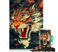 Puzzle de 1000 pièces représentant Un Portrait de Tigre stylisé, idéal pour Les Adolescents Jouet Intelligent, Passe-Temps à la Maison, découpe précise, Cadeau attentionné 38x26cm