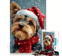 Puzzle de 1000 pièces représentant Un Portrait de Yorkshire à Noël,idéal pour Les Adultes Exercice cérébral Amusant,pièces Robustes et aux découpes nettes Activité apaisante pour Une Pause mentale