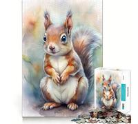 Puzzle de 1000 pièces représentant Un Portrait d'écureuil à l'aquarelle Exercice Mental Amusant Découpe Nette Composants Robustes Divertissement captivant pour des Moments de détente à la Maison
