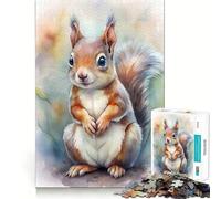 Puzzle de 1000 pièces représentant Un Portrait d'écureuil à l'aquarelle Jeu de réflexion créatif Découpe Nette Composants Robustes Idéal pour Les Voyages (38x26cm)