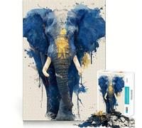 Puzzle de 1000 pièces représentant Un Portrait d'éléphant à l'aquarelle Jeu de Concentration mentale Découpe de précision Bords Lisses Jeu de Construction de Liens significatifs (38x52cm)