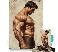 Puzzle de 1000 pièces représentant Un Portrait d'homme musclé, idéal pour Adultes, Stimulant cérébral, Moment de détente, Bords précis, Cadeau raffiné (38x52cm)