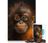 Puzzle de 1000 pièces représentant Un Portrait d'orang-outan pour Adultes Développe la mémoire Loisirs Doux Découpe Ferme pour Les fêtes (50x75cm)