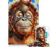 Puzzle de 1000 pièces représentant Un Portrait d'orang-outan Souriant, idéal pour Les Adolescents Jeu de logique Simple, Passe-Temps apaisant, découpe Parfaite, Cadeau Classique 38x52cm
