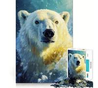 Puzzle de 1000 pièces représentant Un Portrait d'ours Polaire, idéal pour Les Adolescents Facile à Assembler et à découper Cadeau Parfait pour Les vœux du Père Noël (38x52cm)