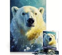 Puzzle de 1000 pièces représentant Un Portrait d'ours Polaire, idéal pour Les Adolescents Facile à Assembler et à découper Cadeau Parfait pour Les vœux du Père Noël (38x52cm)