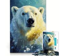 Puzzle de 1000 pièces représentant Un Portrait d'ours Polaire, idéal pour Les Adolescents Jouet ludique et Amusant, décoration Murale Transparente (38x26cm)