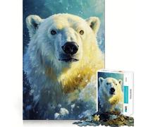Puzzle de 1000 pièces représentant Un Portrait d'ours Polaire pour Adultes Renforce la mémoire, Loisirs, Divertissement, qualité, Cadeau élégant (50x75cm)