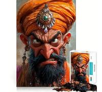 Puzzle de 1000 pièces représentant Un Portrait d'un Indien en colère,Jeu de Concentration mentale sans Espace,Design ajusté,défi cérébral interactif pour la Maison (38x26cm)