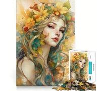 Puzzle de 1000 pièces représentant Un Portrait Floral à l'aquarelle Jeu cognitif et Amusant Découpe de Haute précision Cadeau Unique pour soulager Le Stress (38x52cm)