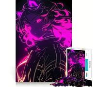 Puzzle de 1000 pièces représentant Un Portrait néon d'une Fille d'anime activité ludique et stimulante pour renforcer Les Liens familiaux,avec des pièces Parfaitement emboîtables et sans espaces