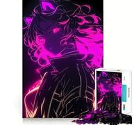 Puzzle de 1000 pièces représentant Un Portrait néon d'une Fille d'anime,idéal pour Les Adolescents Détente et Amusement garantis Taille Uniforme,pièces précises,activité relaxante à Faire 50x75cm