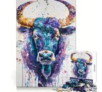 Puzzle de 1000 pièces représentant Un Portrait Vibrant du Taureau, idéal pour Les Adolescents : réflexion stratégique, sérénité, évasion, netteté et bienveillance, pour Un Noël réussi (38x52cm)