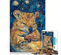 Puzzle de 1000 pièces représentant Un Quokka endormi sous Un Ciel étoilé, pour Adultes Jeu de réflexion apaisant et Relaxant Décoration Murale aux Lignes épurées 50x75cm