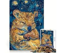 Puzzle de 1000 pièces représentant Un Quokka endormi sous Un Ciel étoilé, pour Adultes Jeu de réflexion apaisant et Relaxant Décoration Murale aux Lignes épurées 50x75cm