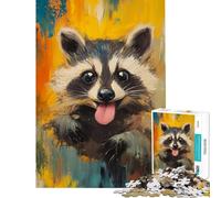 Puzzle de 1000 pièces représentant Un Raton Laveur Abstrait Un Jeu éducatif et Stimulant à compléter idéal pour Les 14 Ans et Plus (38x52cm)