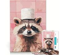 Puzzle de 1000 pièces représentant Un Raton Laveur avec Un Chapeau en Papier Toilette, pour Adultes, Think Smart Toy, Family Joy, découpe précise, pièce d'art (38x52cm)