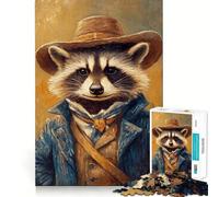 Puzzle de 1000 pièces représentant Un Raton Laveur Cowboy, idéal pour Les Adolescents Découpe Lisse et élégante Cadeau Parfait (38x52cm)