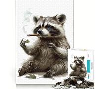 Puzzle de 1000 pièces représentant Un Raton Laveur fumant du Cannabis, idéal pour Les Adolescents Un Jeu de logique Facile réaliser, Un Cadeau Parfait pour Les Festivals (38x26cm)
