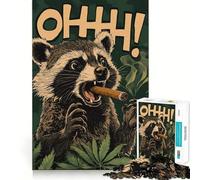 Puzzle de 1000 pièces représentant Un Raton Laveur fumant Un Cigare, idéal pour Adultes Ce Puzzle de 50x75cm est Un Cadeau mémorable et Stimulant pour la mémoire et la détente