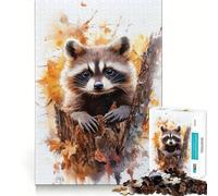 Puzzle de 1000 pièces représentant Un Raton Laveur l'aquarelle, idéal pour Les Adolescents Jeu d'éveil cérébral, activité de Groupe, Assemblage Artistique, Cadeau Classique (50x75cm)