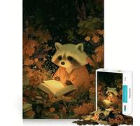 Puzzle de 1000 pièces représentant Un Raton Laveur lisant Un Livre dans la forêt, idéal pour Les Adolescents Jeu de logique mentale, Silencieux et précis (50x75cm)